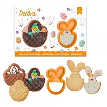Cookie Cutter Set - Easter Bunny and Basket with Embossing